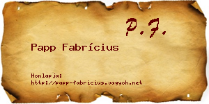 Papp Fabrícius névjegykártya